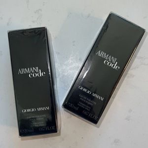 2 Armani Code Giorgio Armani Eau de Toilette Pour Homme Spray .67oz 20ml Bundle